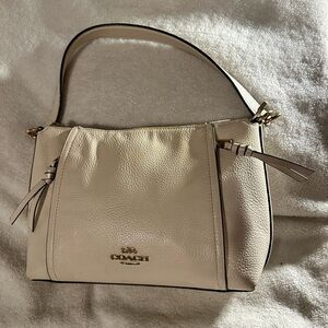 Coach Cream Leather Shoulder Bag with Gold Accents